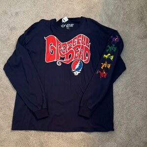 Liquid Blue Navy Grateful Dead Long-Sleeve Tee with Multicolor Sleeve Bears